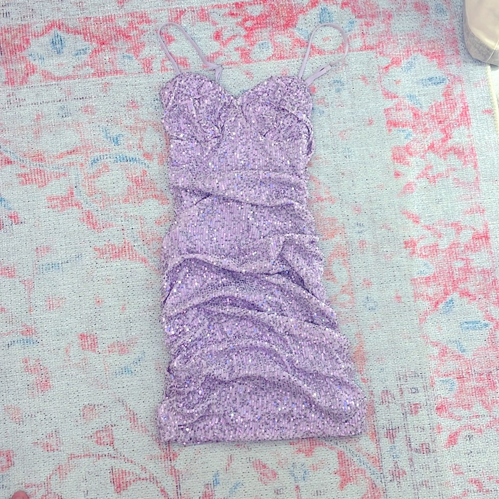 hello molly purple mini sequin dress size s